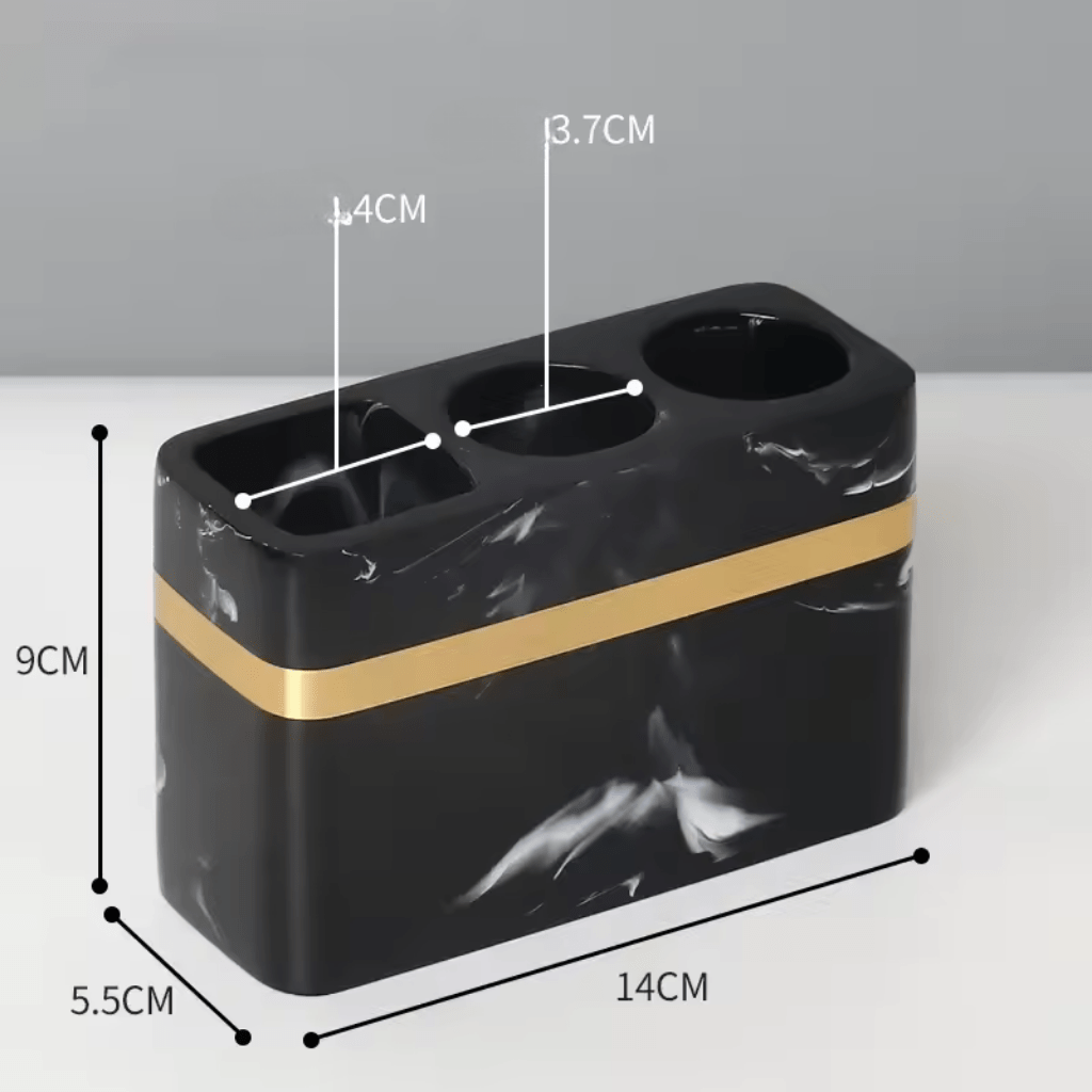 Regal Black Marble Presentation Tray With Gold Rim For The Bathroom | Temsk