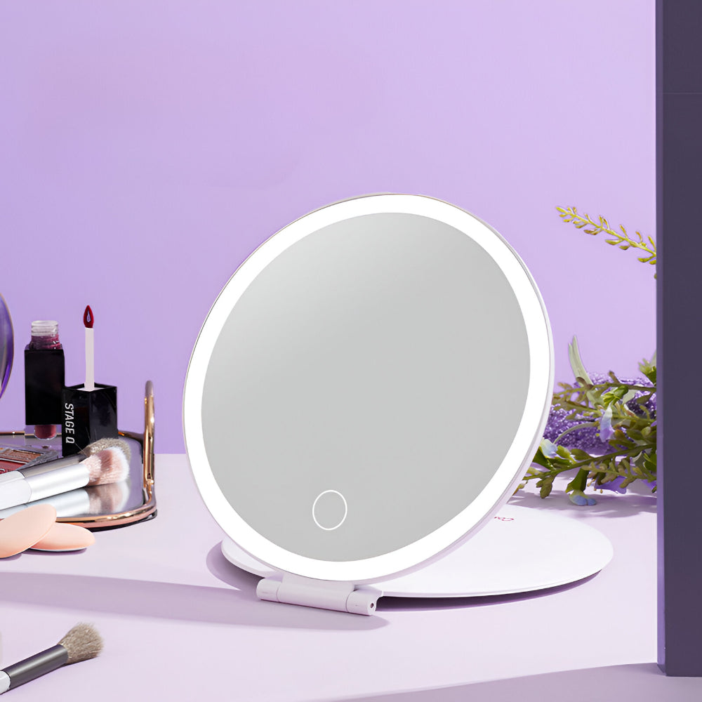 Travel Makeup Mirror With Folding Vanity, Lighted, Compact | Temsk