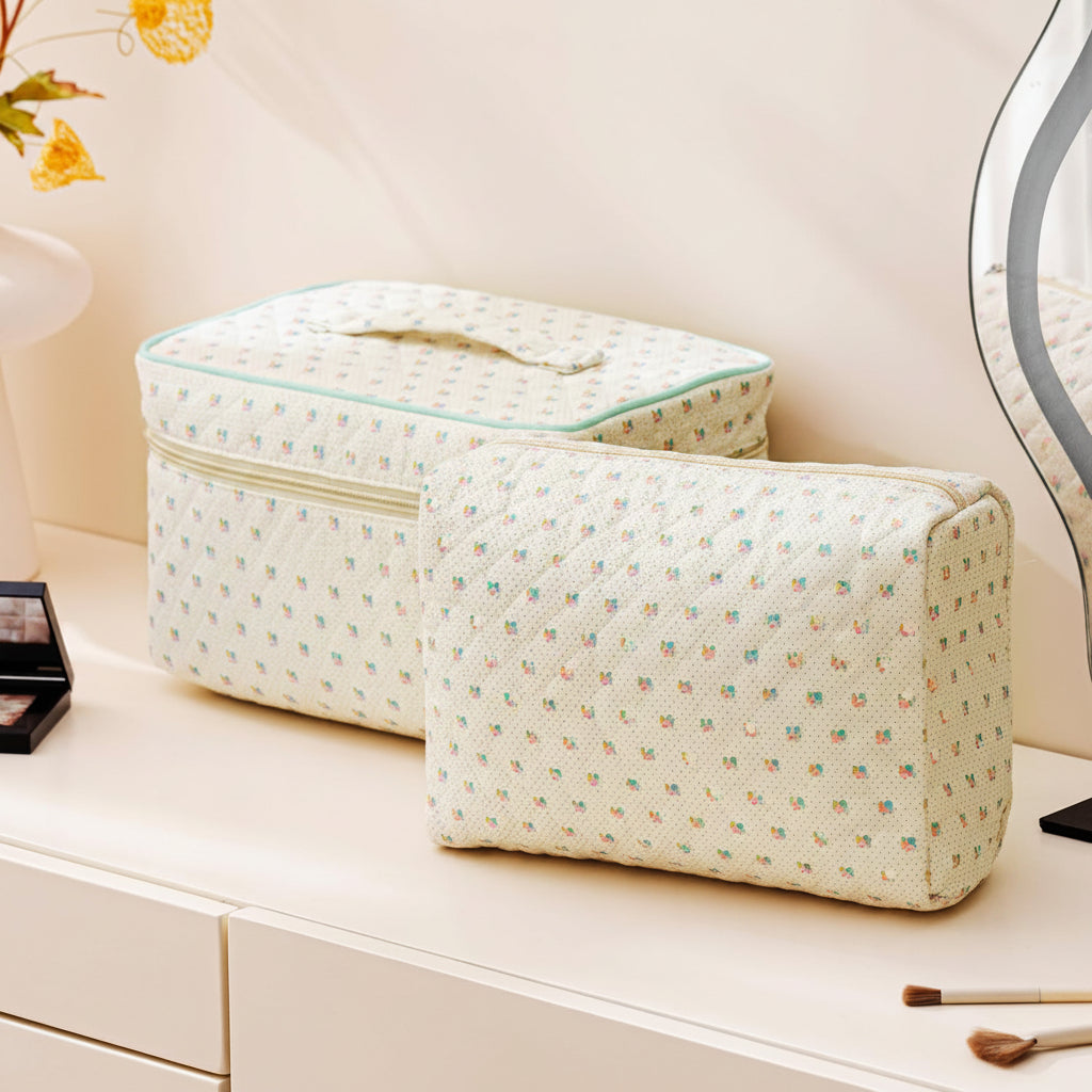 Floral Cotton Makeup Bag For Travel And Everyday Use Mothers Day Gift | Temsk