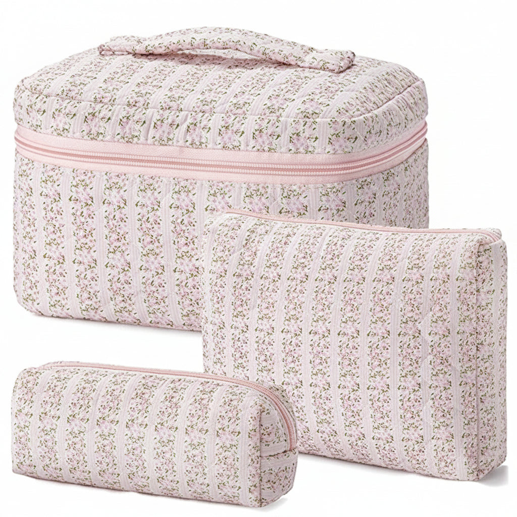 Floral Cotton Makeup Bag For Travel And Everyday Use Mothers Day Gift | Temsk