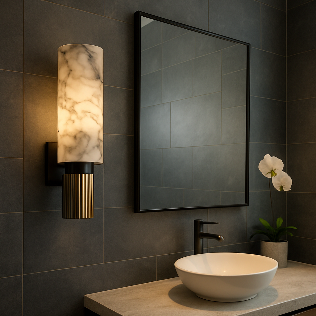 Elegant Aurora Marble Art Deco Inspired Wall Sconce Light Fixture | Temsk