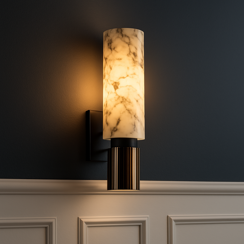 Elegant Aurora Marble Art Deco Inspired Wall Sconce Light Fixture | Temsk
