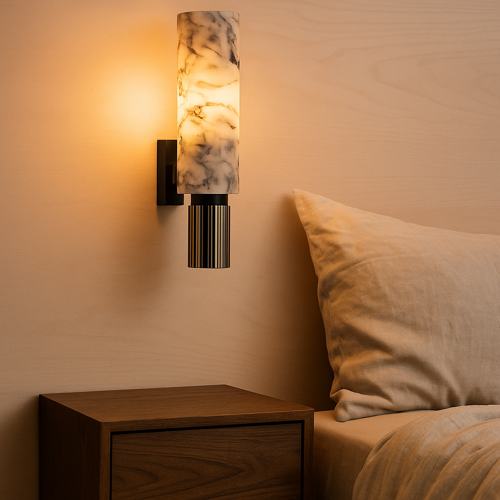 Elegant Aurora Marble Art Deco Inspired Wall Sconce Light Fixture | Temsk