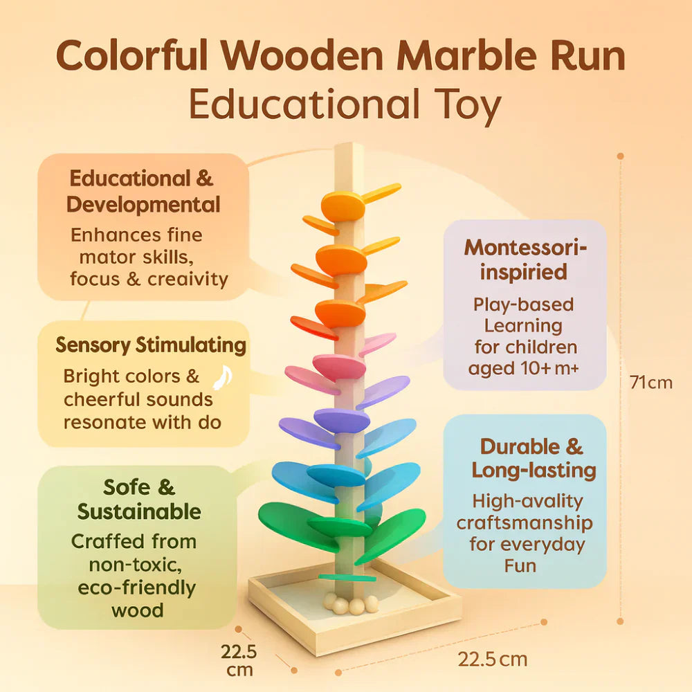Wooden Marble Run for Kids in Colorful Design, Educational Toy | Temsk