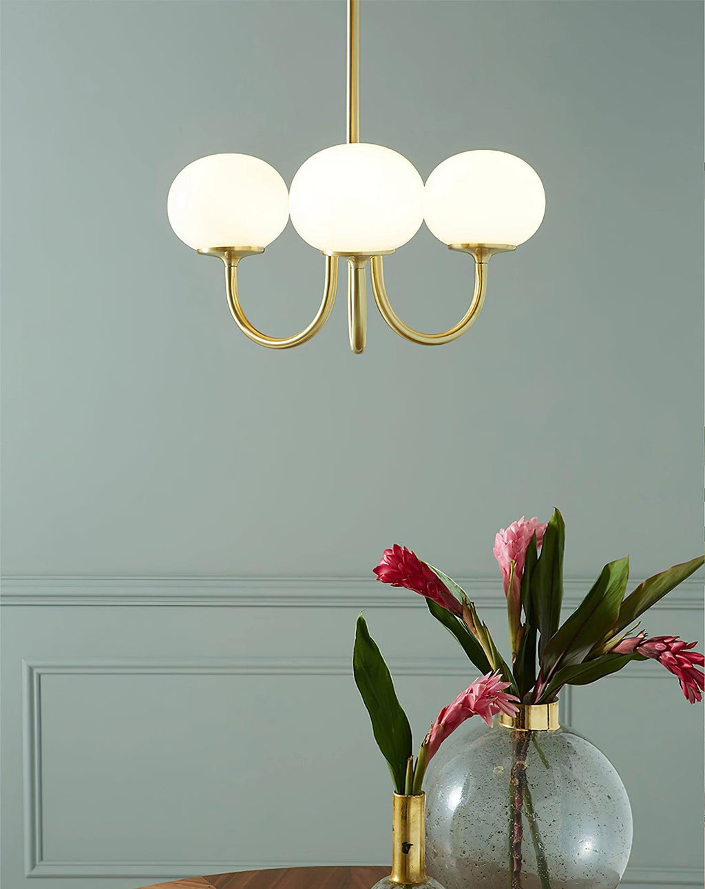 Retro Pink Glass Pendant Ceiling Lamp In Gold Finish, 3 Or 5-Light Fixture For Living Room | Temsk
