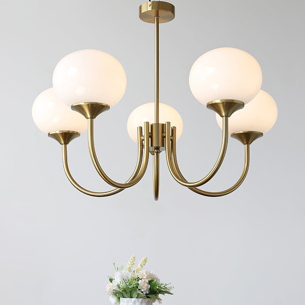 Retro Pink Glass Pendant Ceiling Lamp In Gold Finish, 3 Or 5-Light Fixture For Living Room | Temsk