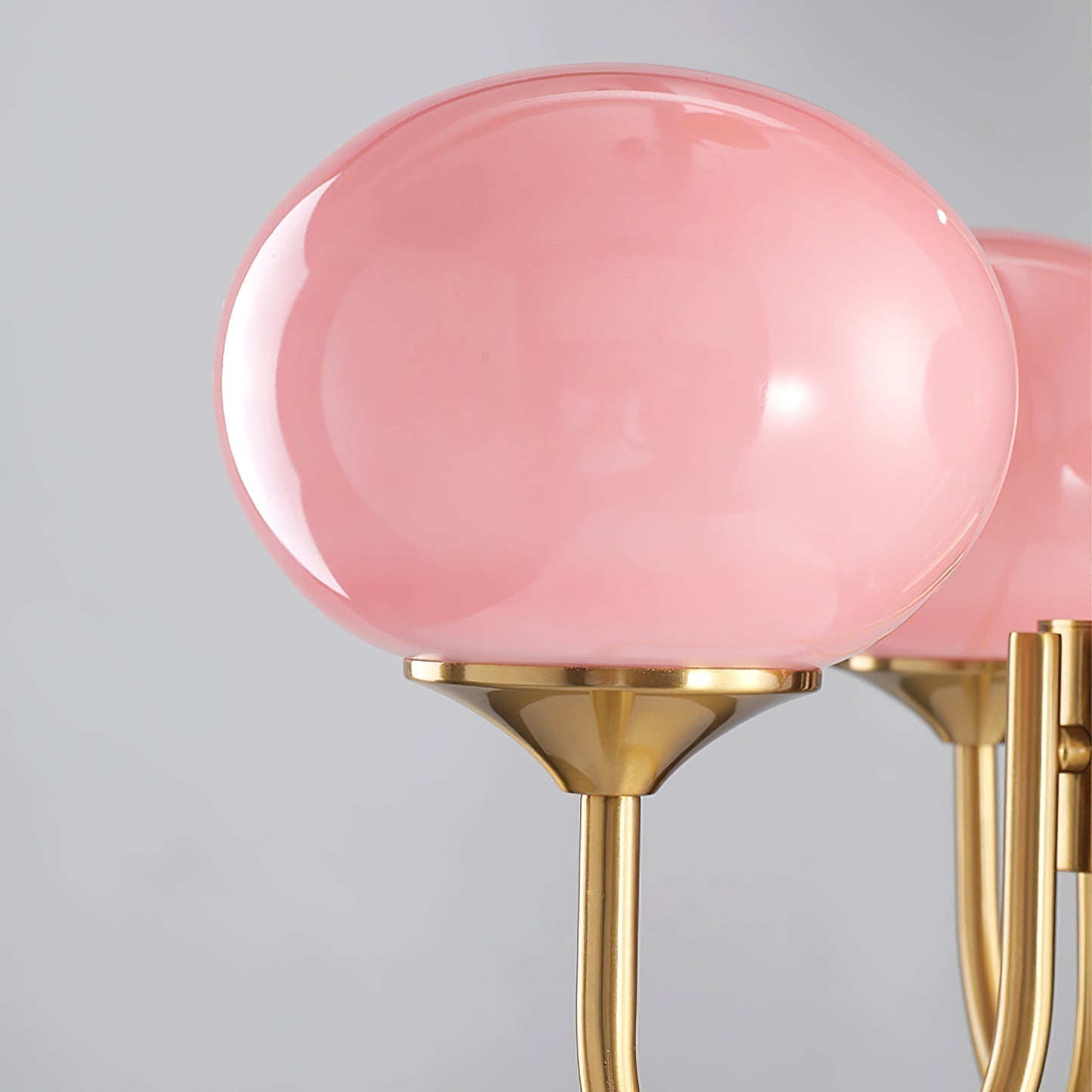 Retro Pink Glass Pendant Ceiling Lamp In Gold Finish, 3 Or 5-Light Fixture For Living Room | Temsk