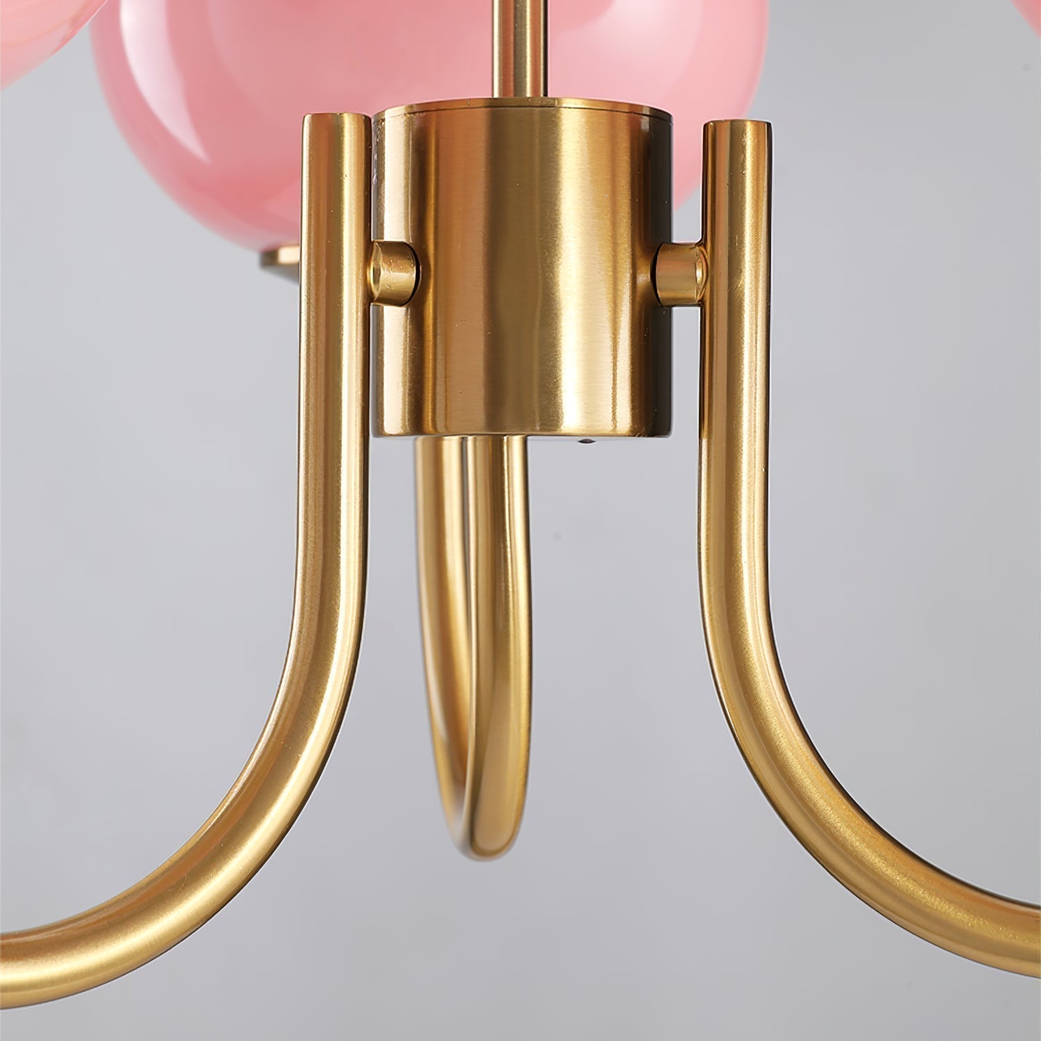 Retro Pink Glass Pendant Ceiling Lamp In Gold Finish, 3 Or 5-Light Fixture For Living Room | Temsk