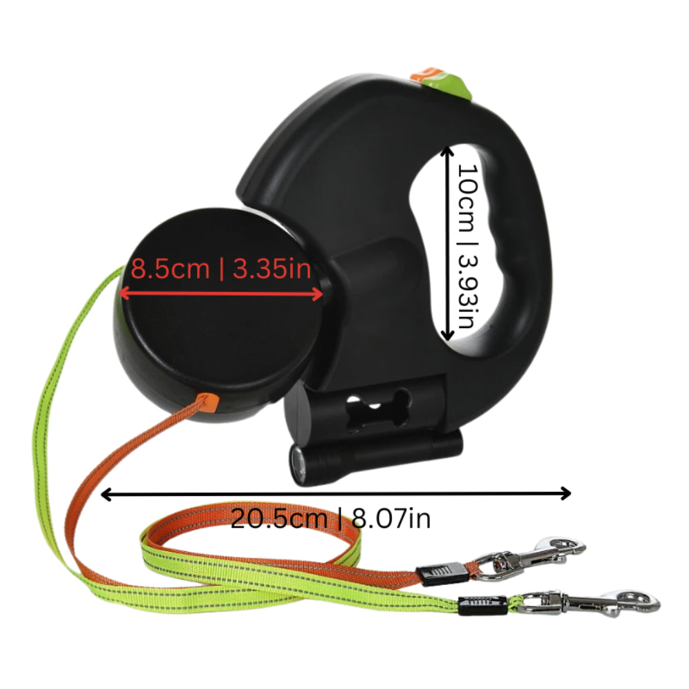 Retractable Leash For Two Dogs With Dual Handles For Easy Walks | Temsk
