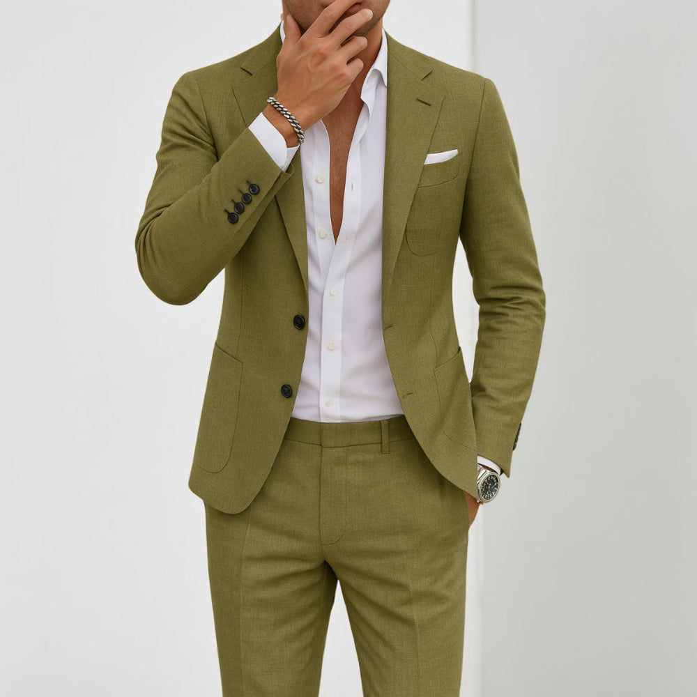 Herren Slim Fit formelles Anzugset für Anlässe, 2-teilig maßgeschneidert | Temsk