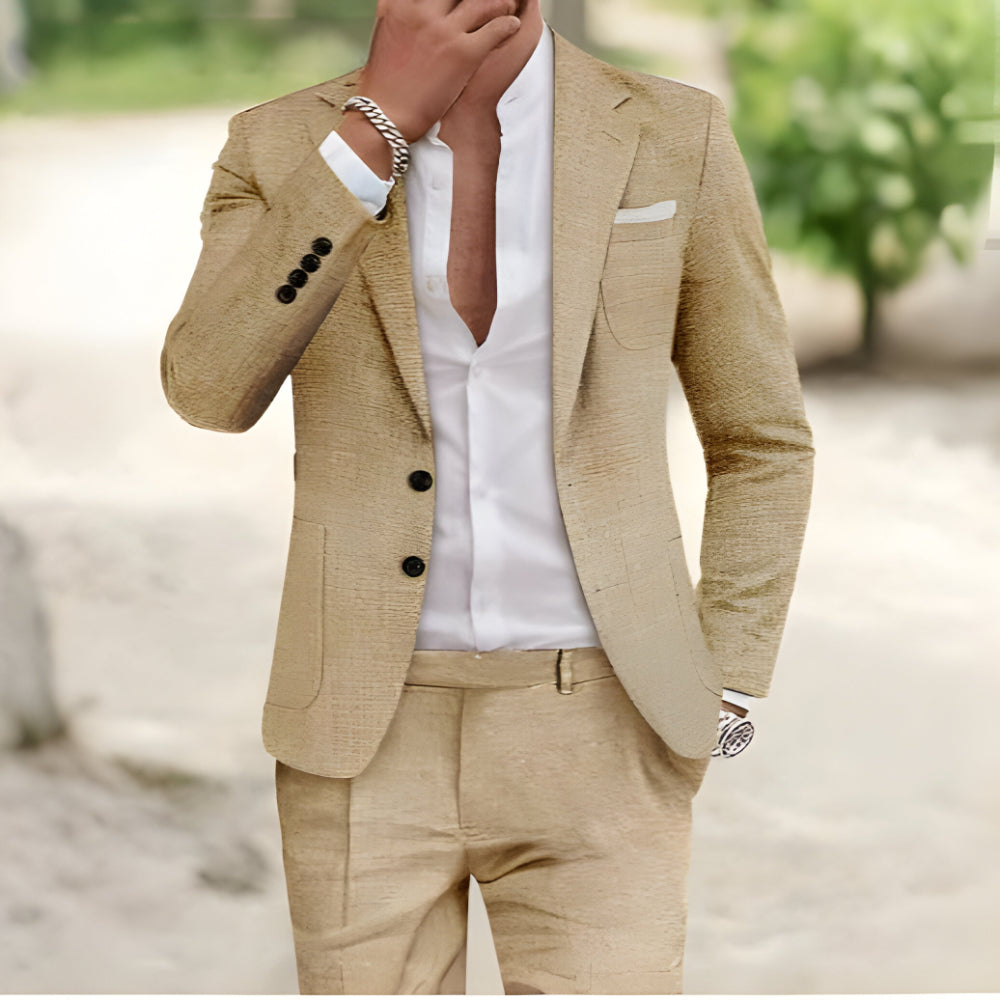Herren Slim Fit formelles Anzugset für Anlässe, 2-teilig maßgeschneidert | Temsk