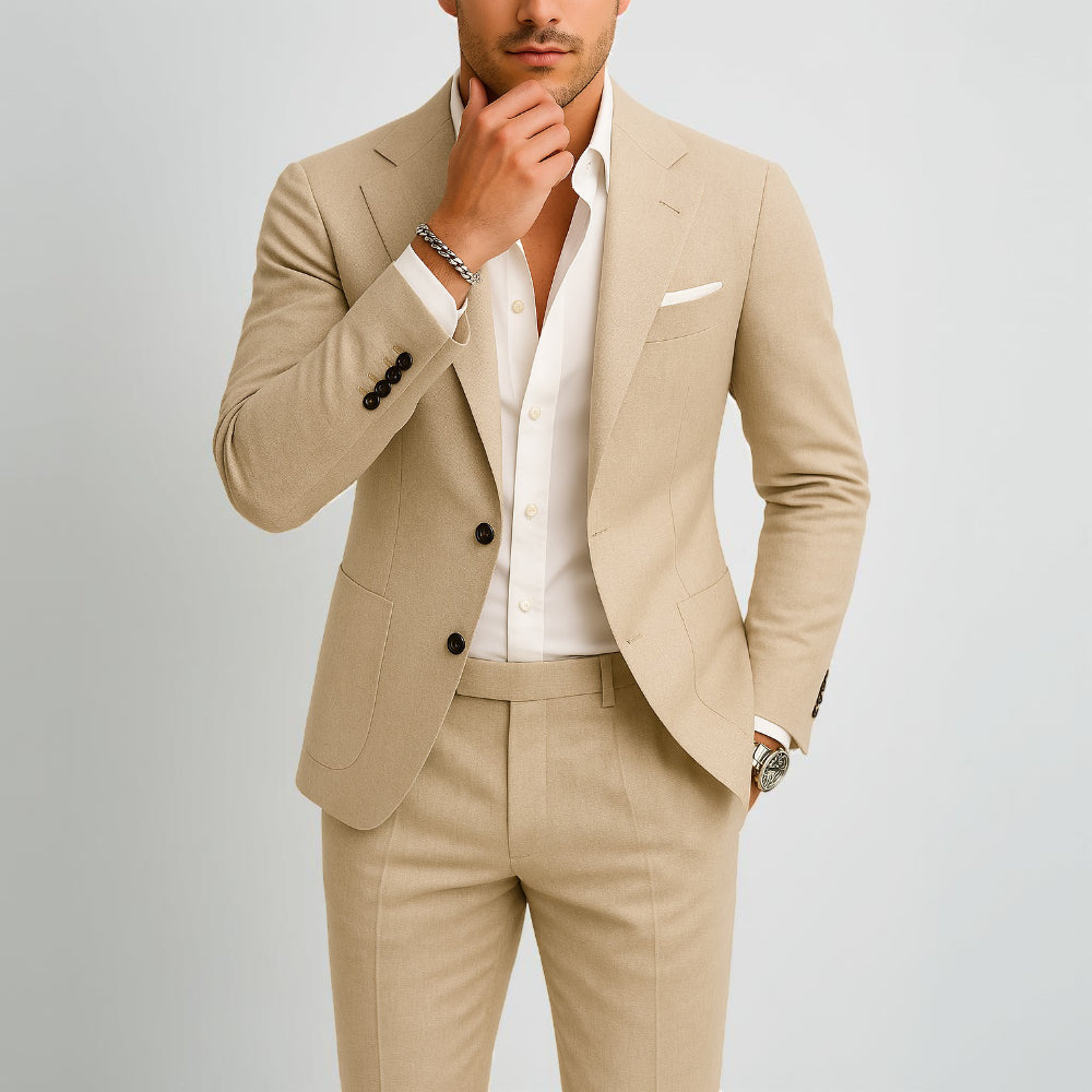 Herren Slim Fit formelles Anzugset für Anlässe, 2-teilig maßgeschneidert | Temsk