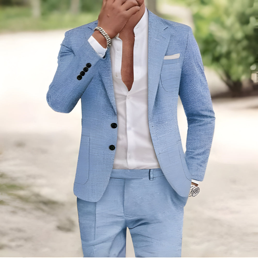 Herren Slim Fit formelles Anzugset für Anlässe, 2-teilig maßgeschneidert | Temsk