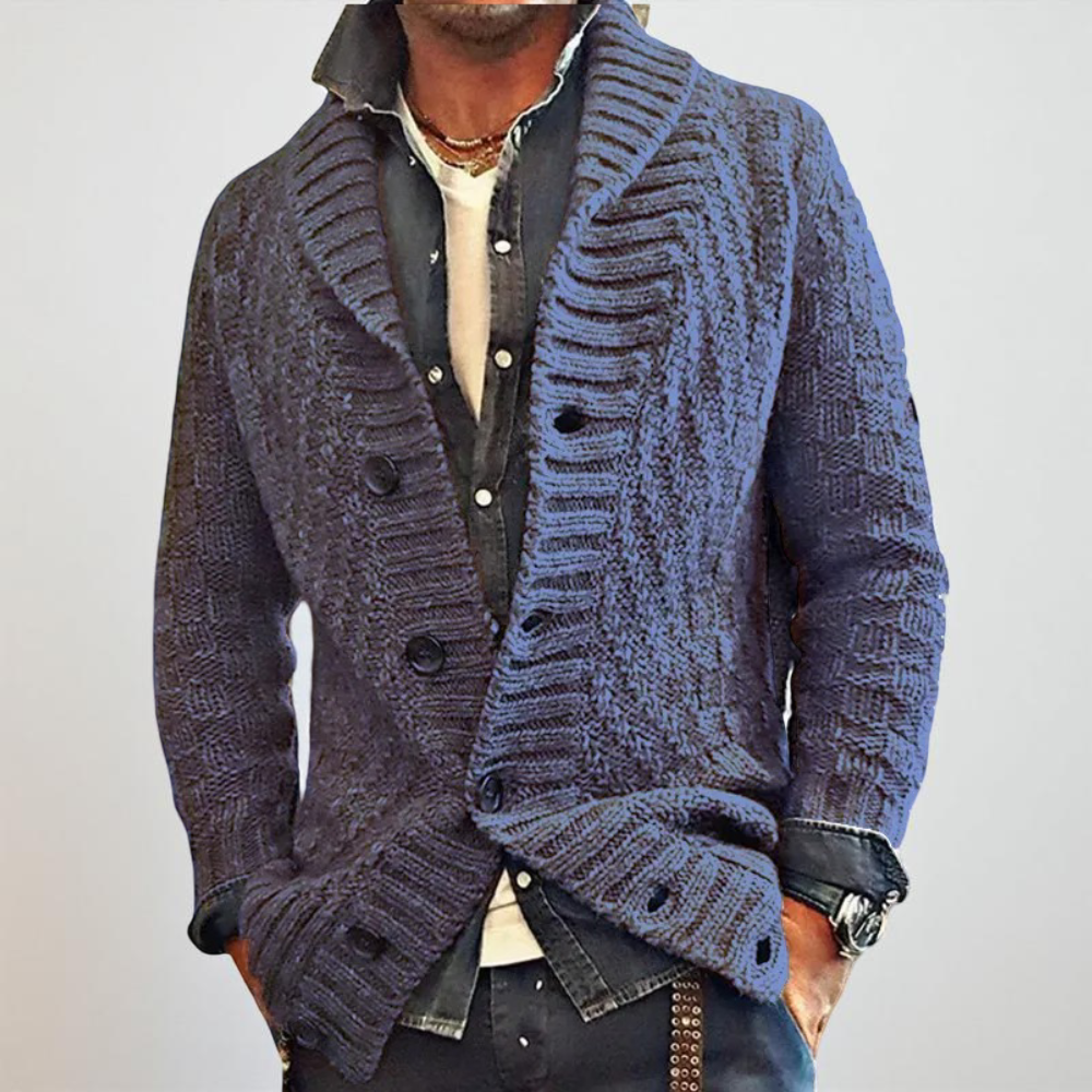 Men's Knit Cardigan With Shawl Collar And Long Silhouette | Temsk