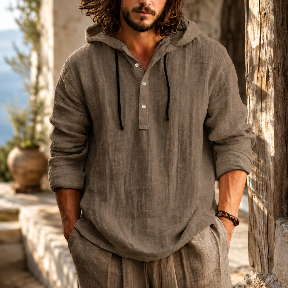 Herren-Freizeit-Hoodie mit Kordelzug, langärmliger Sommerpullover | Temsk