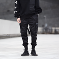 Men's Black Cargo Trousers With Adjustable Straps For Urban Wear | Temsk