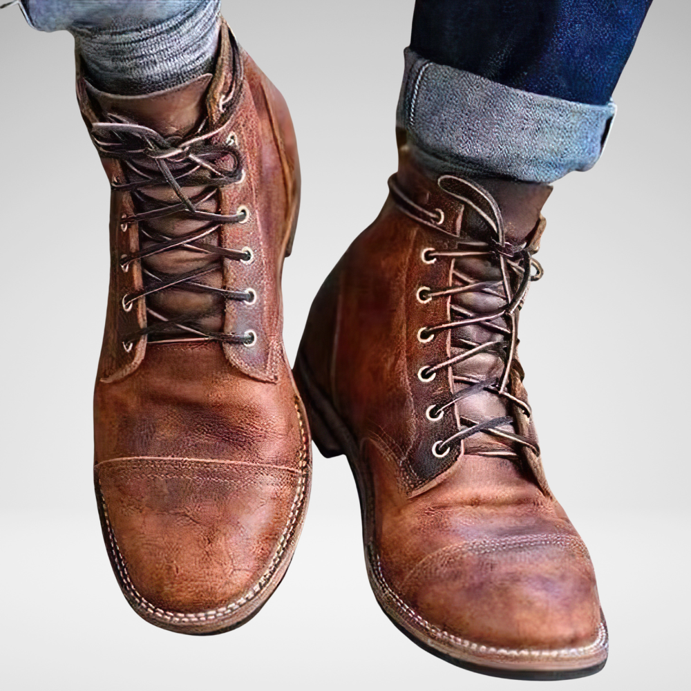 Temsk Men's Outdoor Work Boots With Rugged Vintage Style