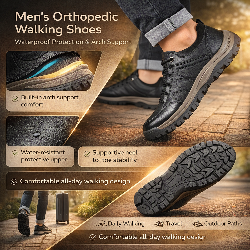 Herren orthopädische Wanderschuhe mit Fußgewölbeunterstützung und wasserdicht | Temsk