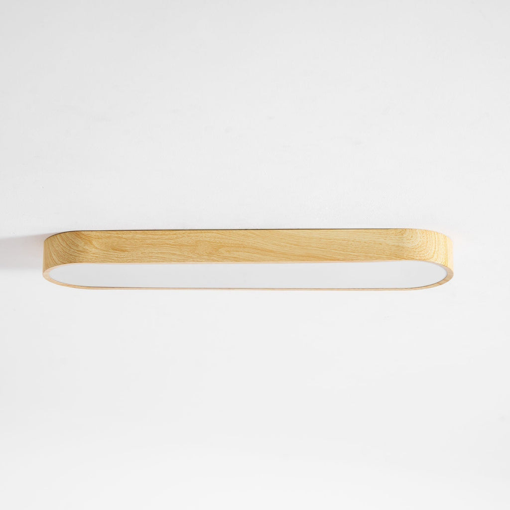 Wood Look LED Ceiling Light Flush Mount In White Metal Finish 3000K 4000K 6000K | Temsk