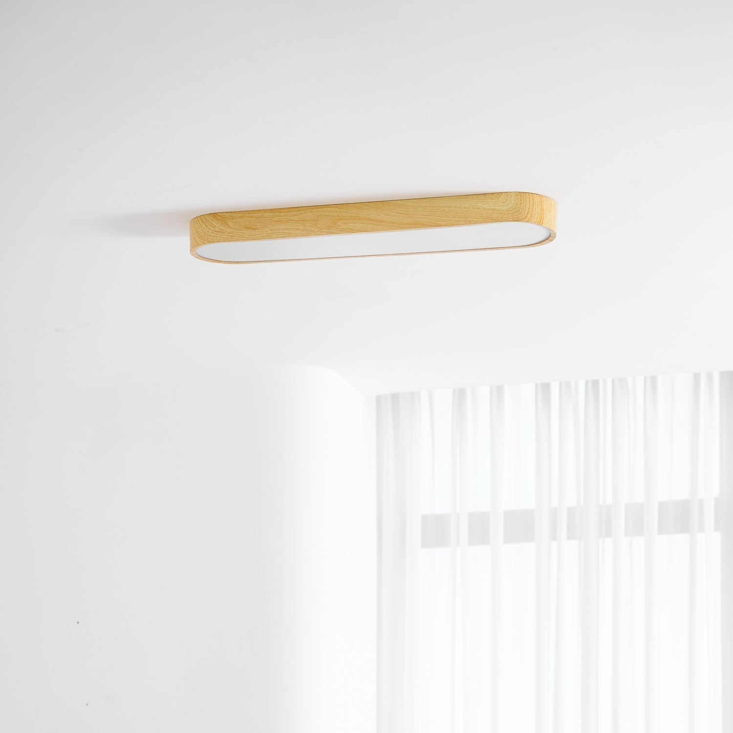 Wood Look LED Ceiling Light Flush Mount In White Metal Finish 3000K 4000K 6000K | Temsk