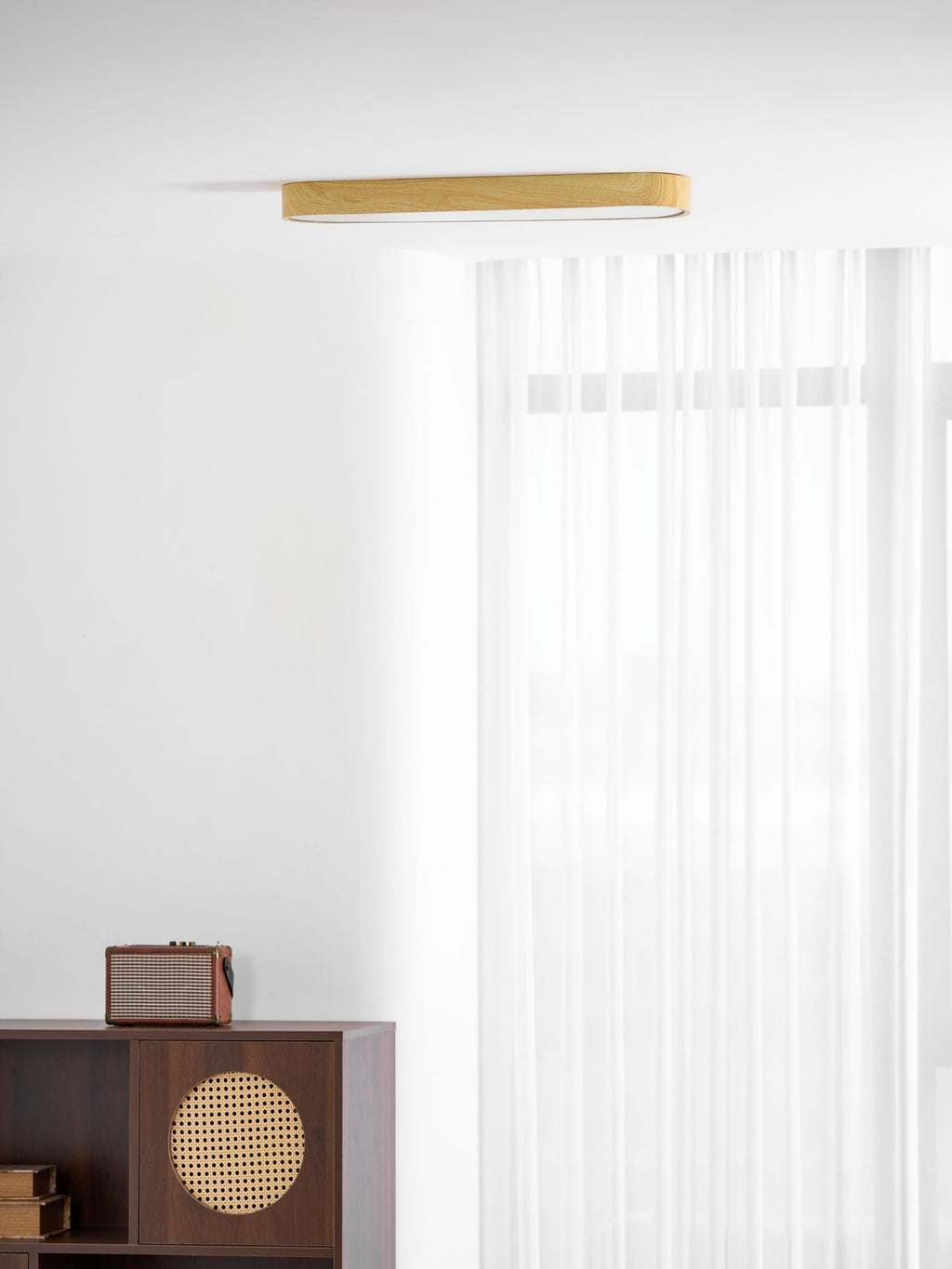 Wood Look LED Ceiling Light Flush Mount In White Metal Finish 3000K 4000K 6000K | Temsk