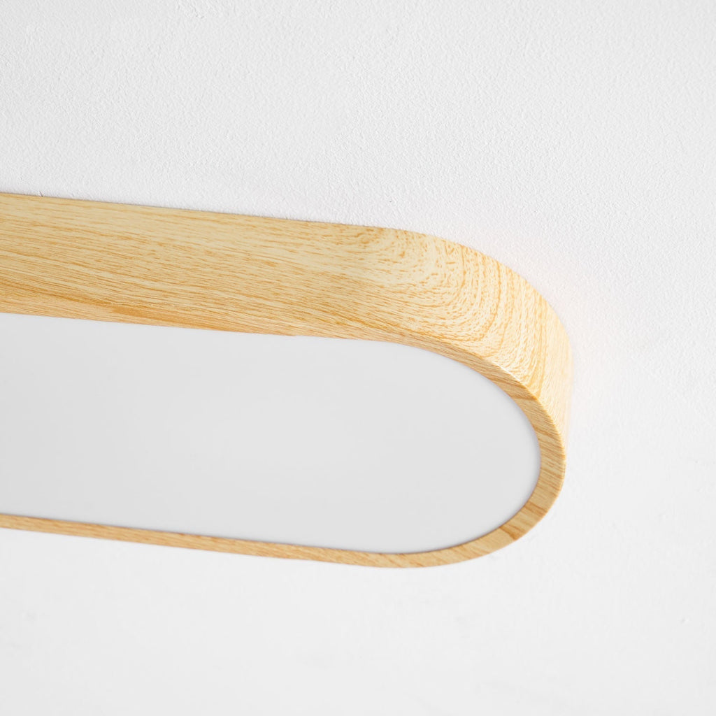 Wood Look LED Ceiling Light Flush Mount In White Metal Finish 3000K 4000K 6000K | Temsk