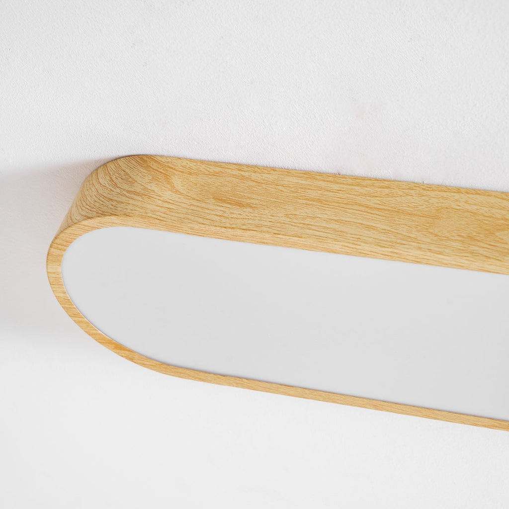 Wood Look LED Ceiling Light Flush Mount In White Metal Finish 3000K 4000K 6000K | Temsk