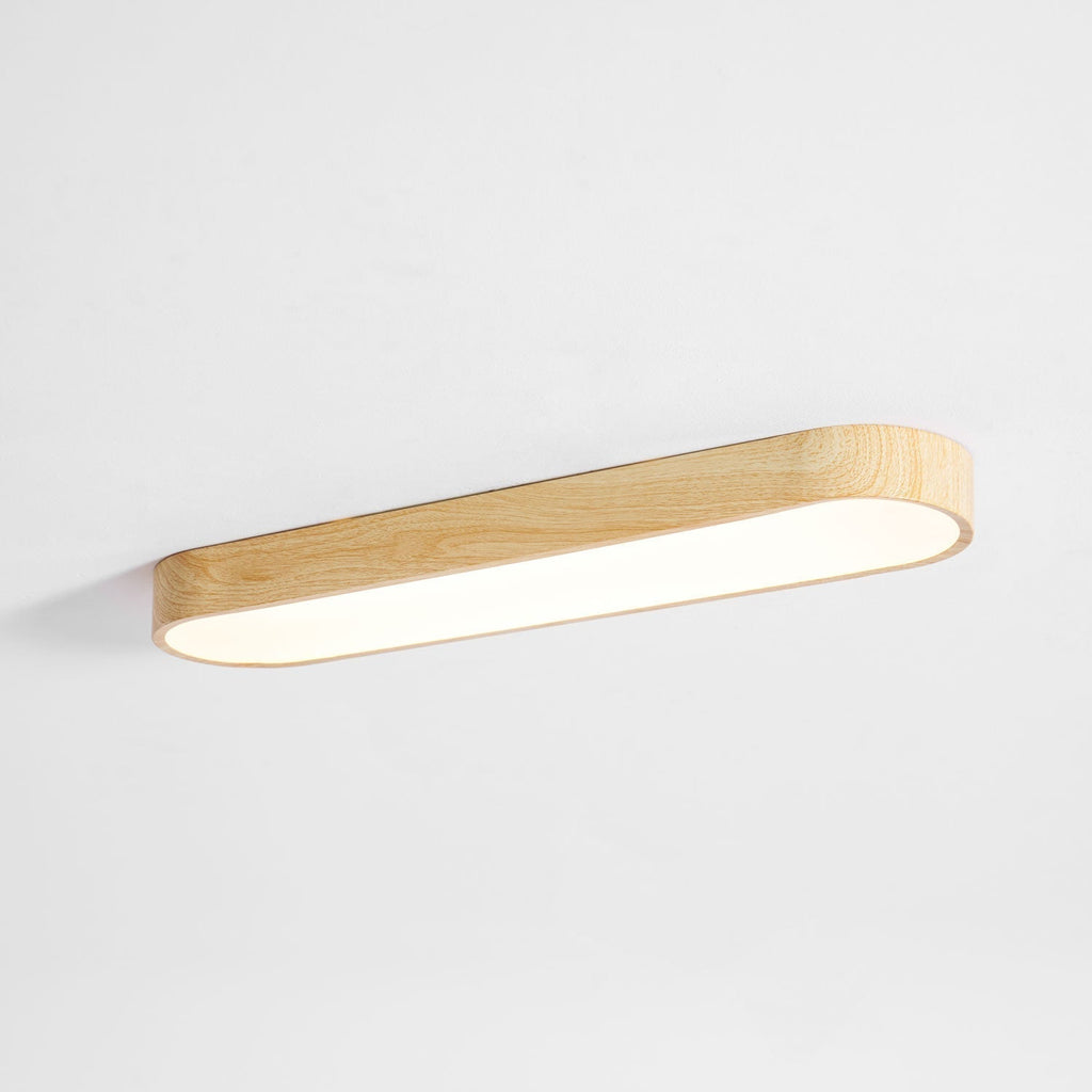 Wood Look LED Ceiling Light Flush Mount In White Metal Finish 3000K 4000K 6000K | Temsk