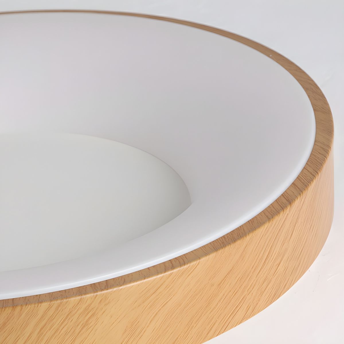 Wood Look LED Ceiling Light Flush Mount In White Metal Finish 3000K 4000K 6000K | Temsk
