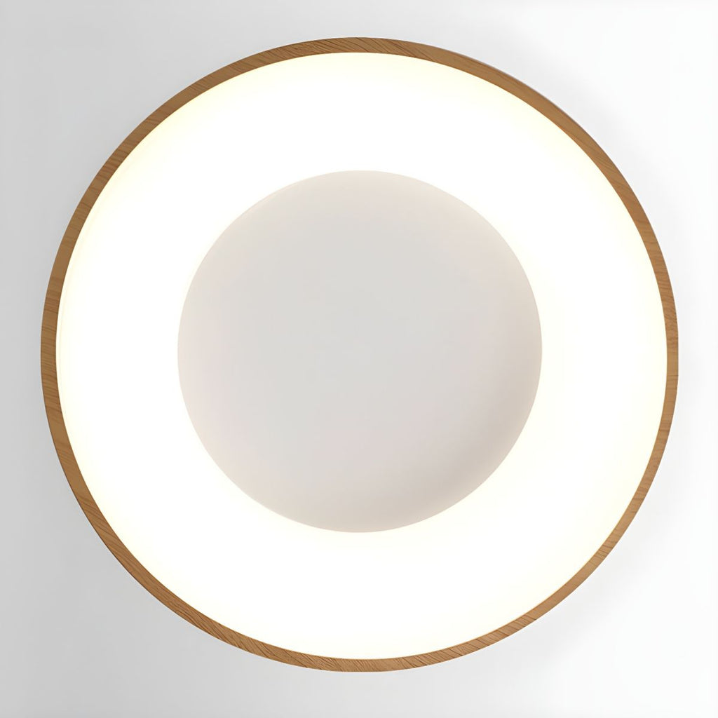 Wood Look LED Ceiling Light Flush Mount In White Metal Finish 3000K 4000K 6000K | Temsk