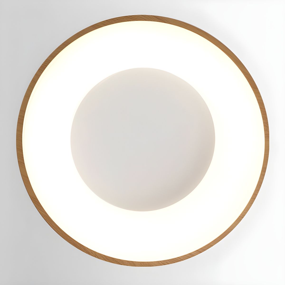 Wood Look LED Ceiling Light Flush Mount In White Metal Finish 3000K 4000K 6000K | Temsk