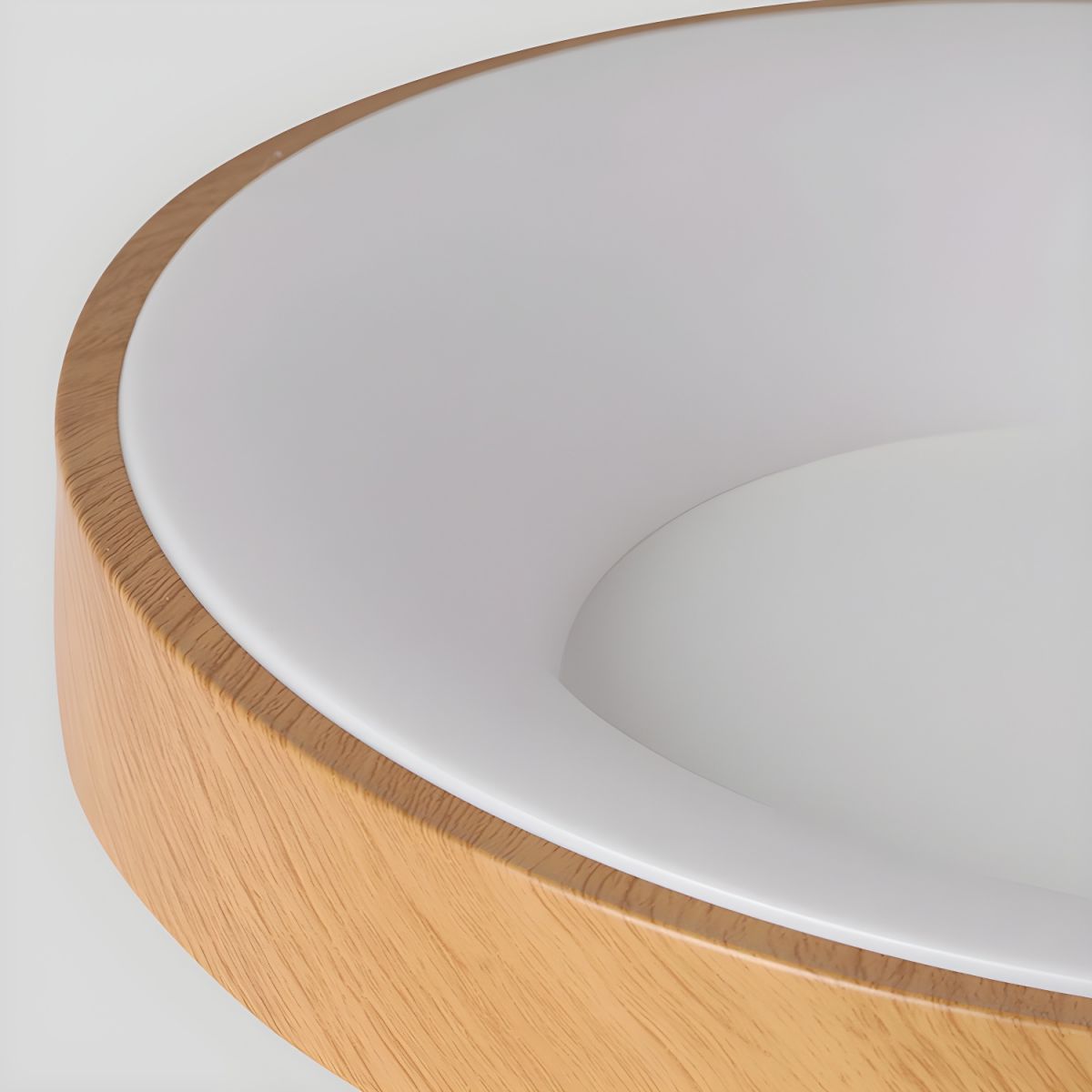 Wood Look LED Ceiling Light Flush Mount In White Metal Finish 3000K 4000K 6000K | Temsk