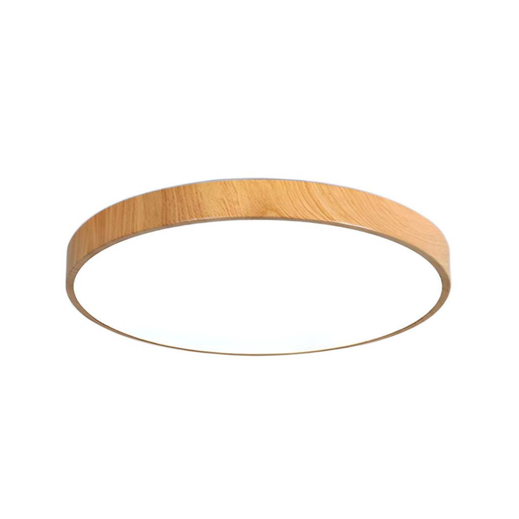Wood Look LED Ceiling Light Flush Mount In White Metal Finish 3000K 4000K 6000K | Temsk