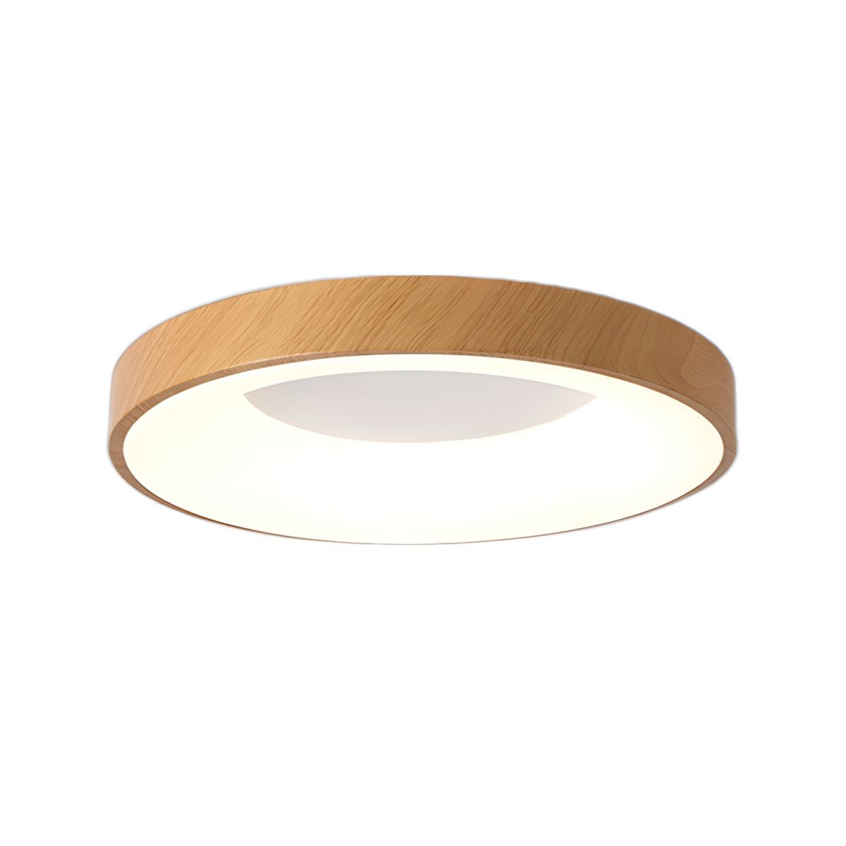 Wood Look LED Ceiling Light Flush Mount In White Metal Finish 3000K 4000K 6000K | Temsk