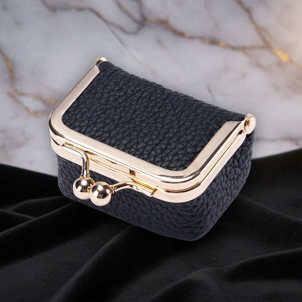 Compact Genuine Leather Jewelry Box With Gold Clasp For Travel | Temsk