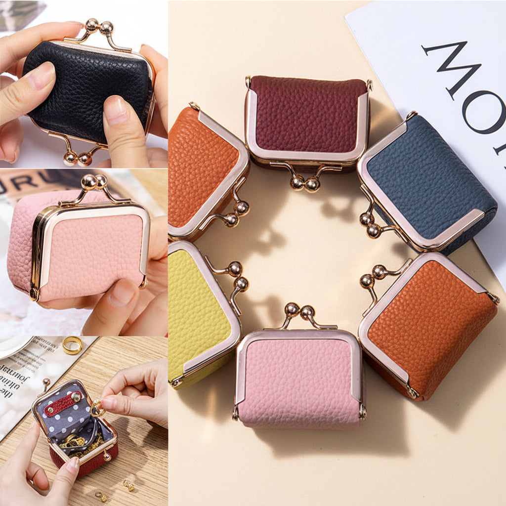 Compact Genuine Leather Jewelry Box With Gold Clasp For Travel | Temsk