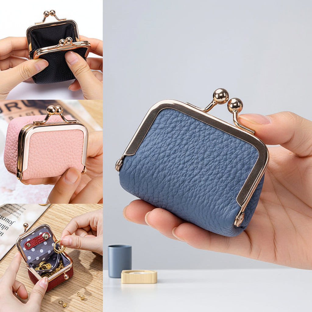 Compact Genuine Leather Jewelry Box With Gold Clasp For Travel | Temsk