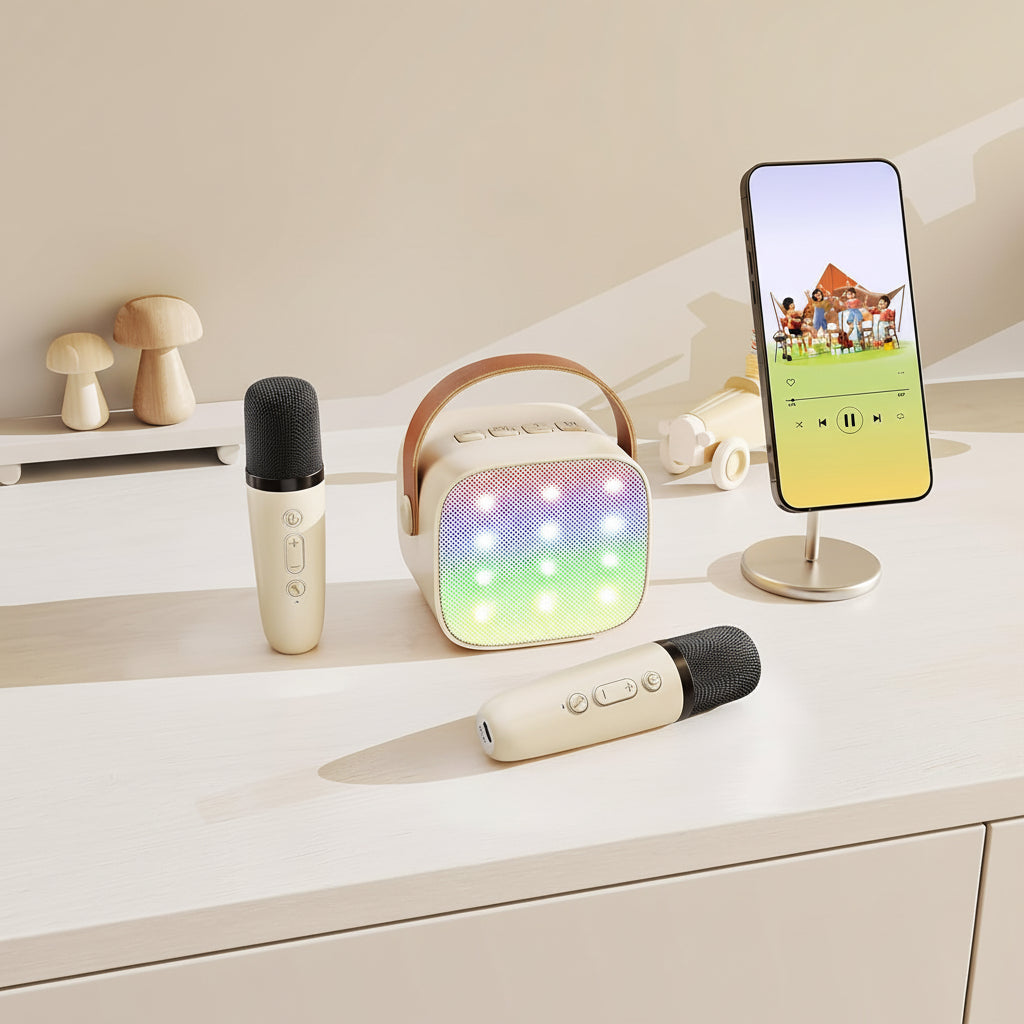 Karaoke System With Bluetooth Portable Speaker And Wireless Microphones | Temsk