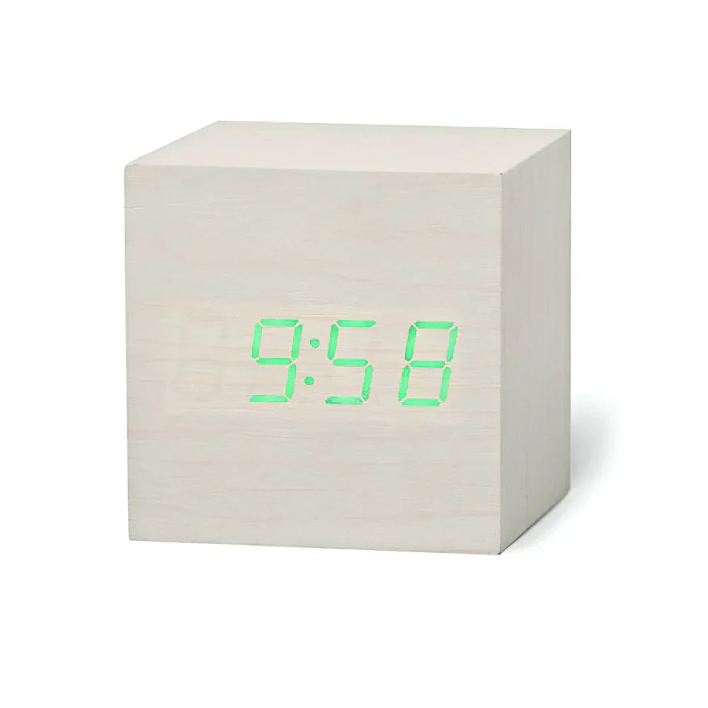 LED Cube Display Alarm Clock With Time Date Temperature | Temsk
