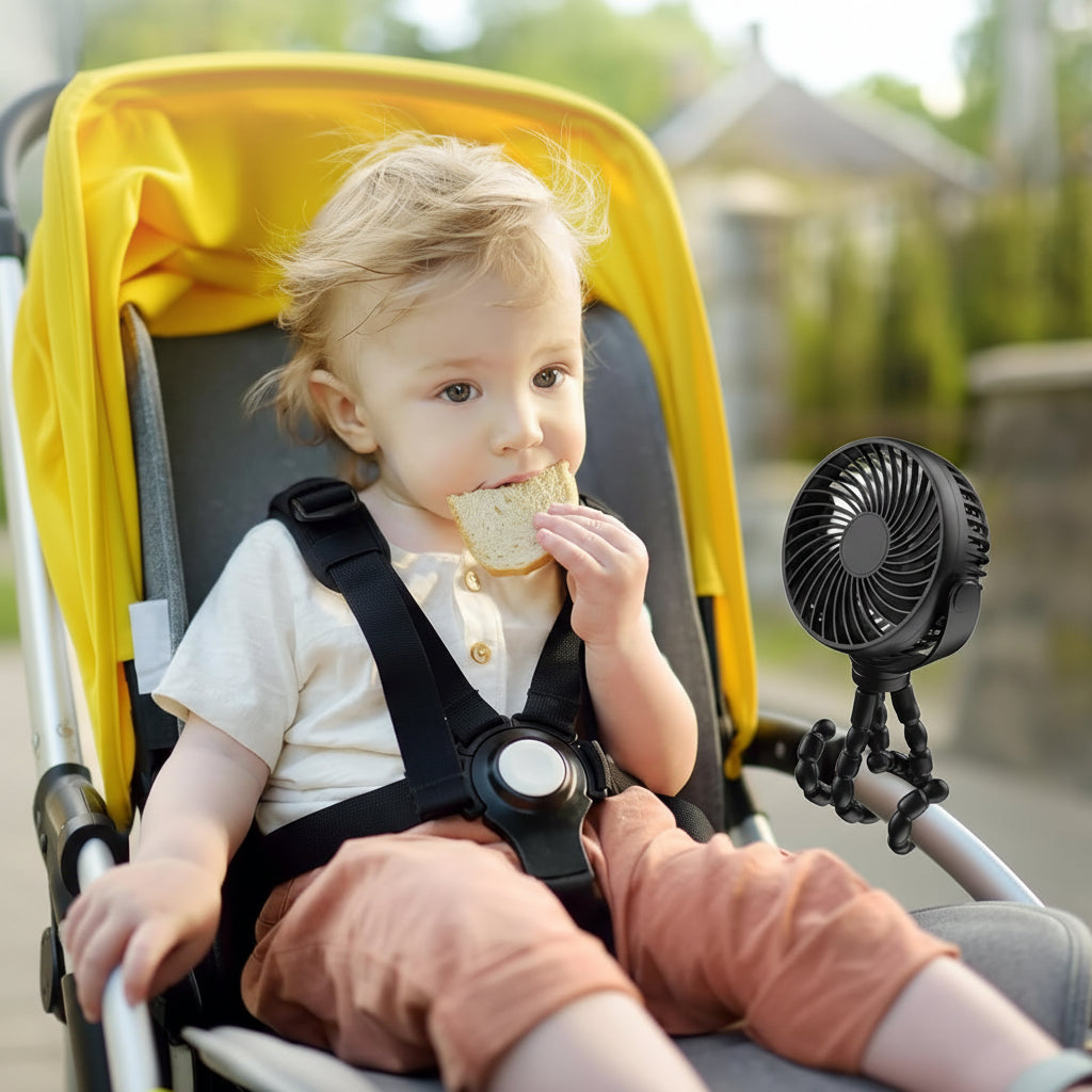 Battery Operated Clip On Stroller Fan For Portable Cooling | Temsk