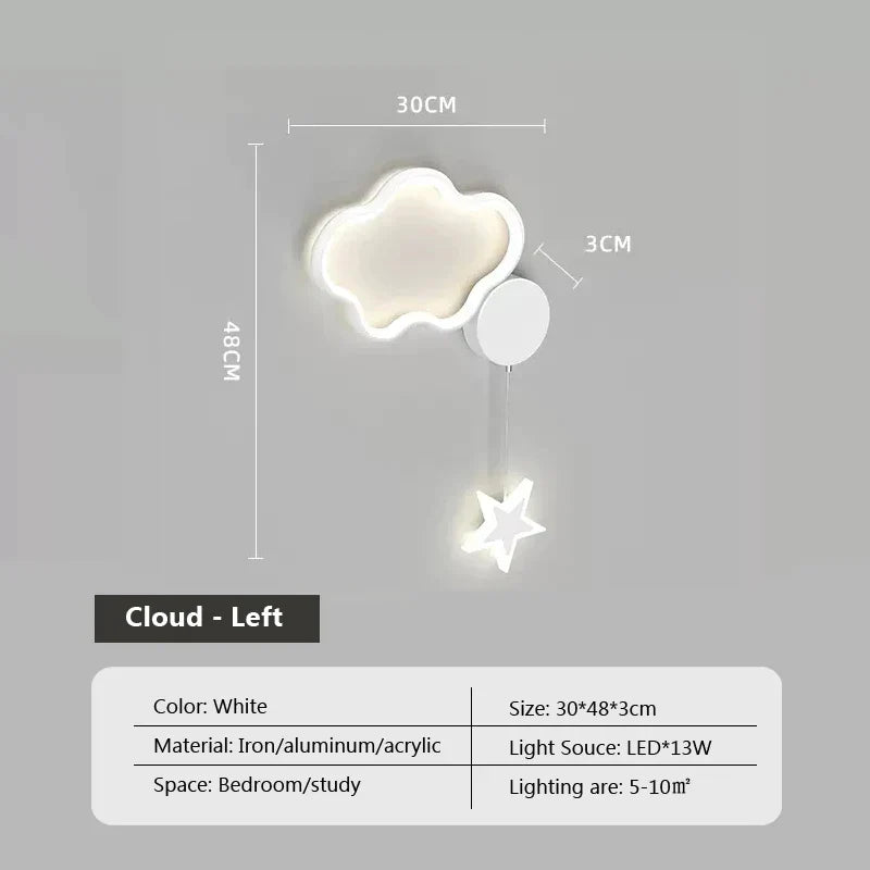 LunaCrest Moon And Cloud Wall Lamp For Bedroom Decor | Temsk