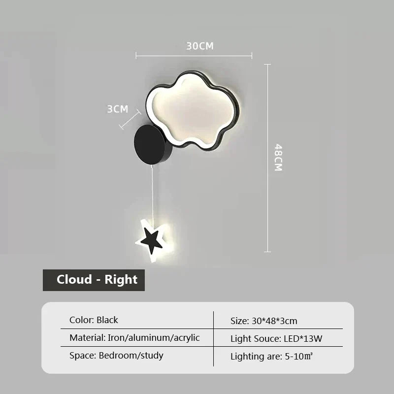 LunaCrest Moon And Cloud Wall Lamp For Bedroom Decor | Temsk