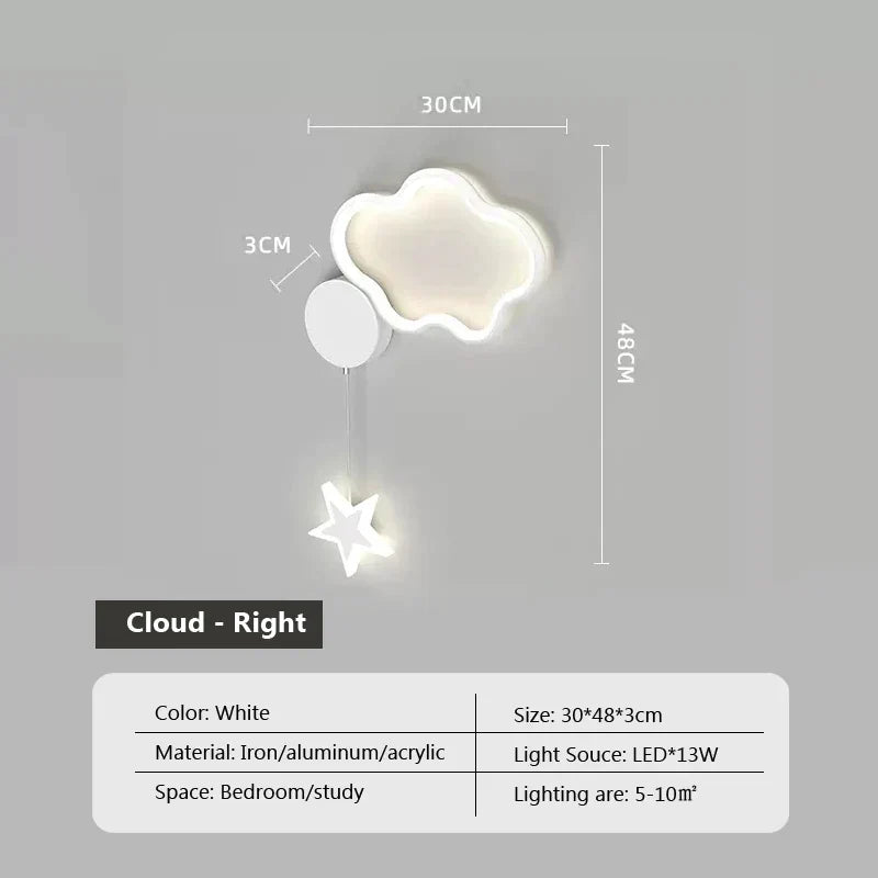 LunaCrest Moon And Cloud Wall Lamp For Bedroom Decor | Temsk