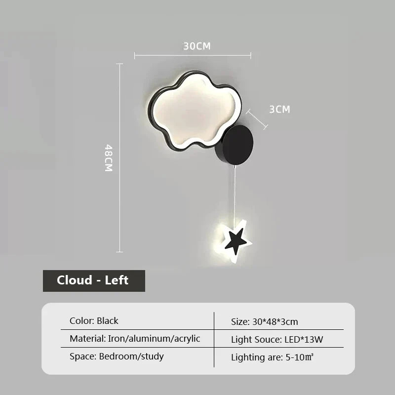 LunaCrest Moon And Cloud Wall Lamp For Bedroom Decor | Temsk