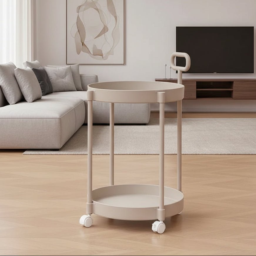 VerveFlex Modern Two-Level Side Table On Wheels With Handle | Temsk