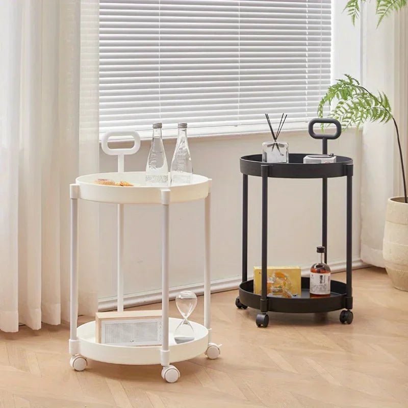 VerveFlex Modern Two-Level Side Table On Wheels With Handle | Temsk