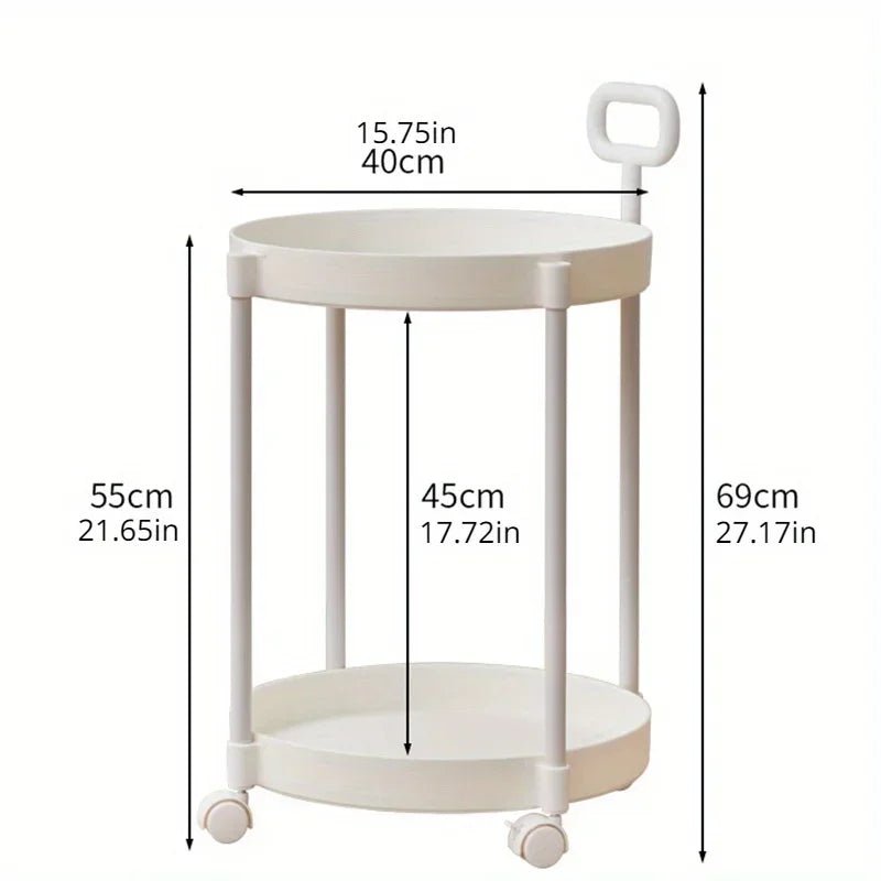 VerveFlex Modern Two-Level Side Table On Wheels With Handle | Temsk
