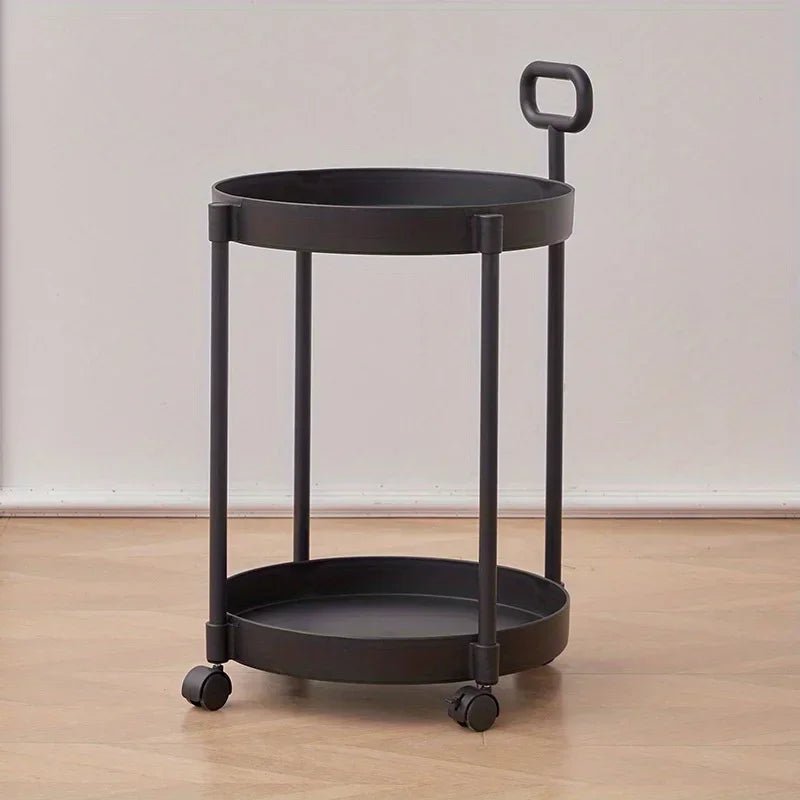 VerveFlex Modern Two-Level Side Table On Wheels With Handle | Temsk