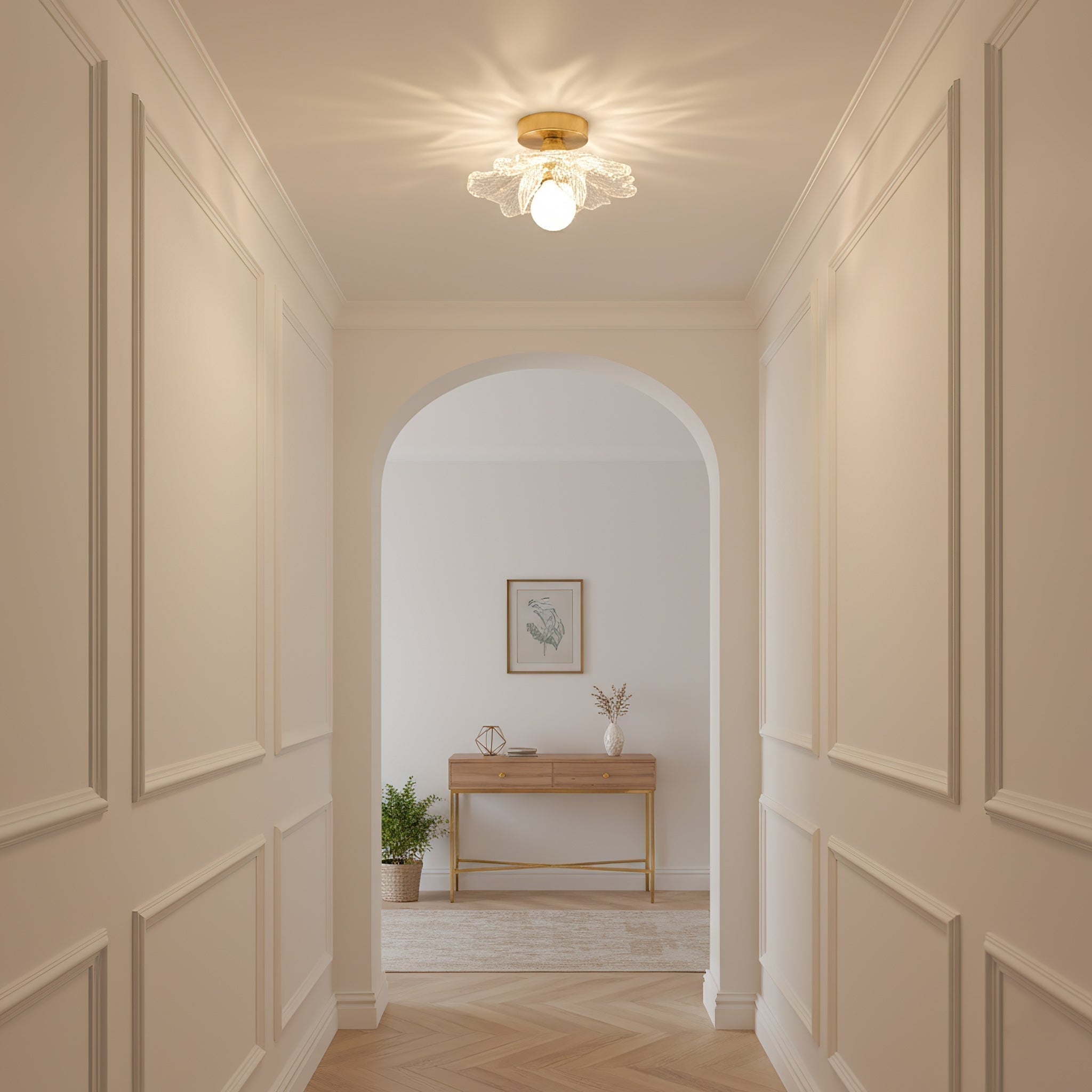 Blossom Resin and Brass Ceiling Light for Bedroom and Hallway | Temsk