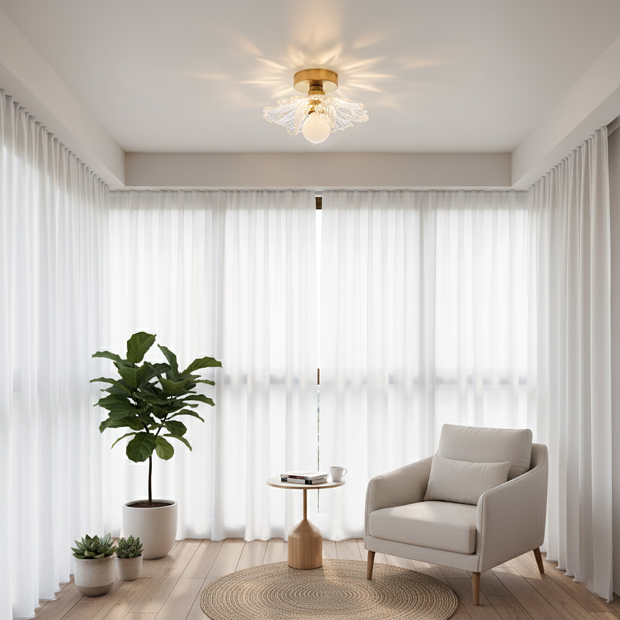 Blossom Resin and Brass Ceiling Light for Bedroom and Hallway | Temsk
